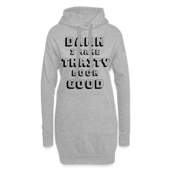 30e anniversaire - Sweat-shirt à capuche long Femme - gris chiné - Devant