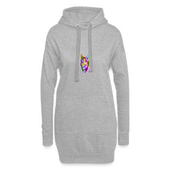 Chat coloré - Sweat-shirt à capuche long Femme - gris chiné - Devant