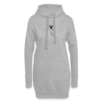 Illustration de crâne de fleur vive - Sweat-shirt à capuche long Femme - gris chiné - Devant