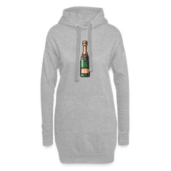 PixelChampagne Flasche Retro - Sweat-shirt à capuche long Femme - gris chiné - Devant