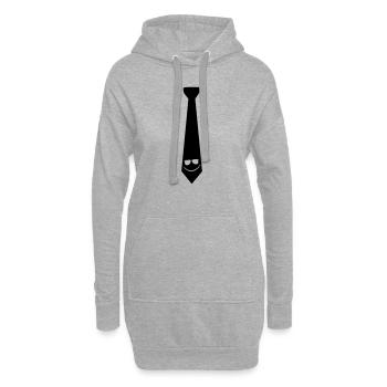 tie_with_smiley - Sweat-shirt à capuche long Femme - gris chiné - Devant