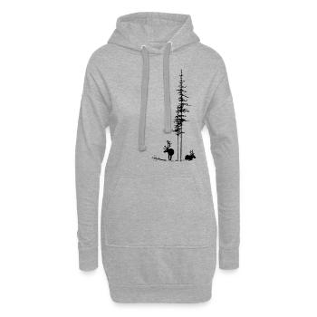 Rentiere mit Tannen - Hoodie-Kleid - Grau meliert - Vorne