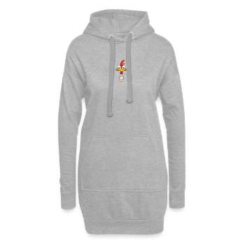 Ausdrucksstarker Cartoon-Hahn mit großen Augen - Hoodie-Kleid - Grau meliert - Vorne