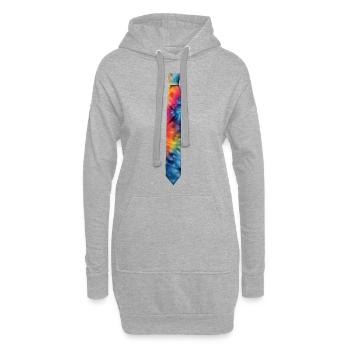 Bunte Regenbogenkrawatte - Hoodie-Kleid - Grau meliert - Vorne