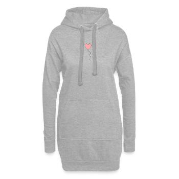 pinkes Herz rosa rot Herzen Geschenk Valentinstag - Hoodie-Kleid - Grau meliert - Vorne