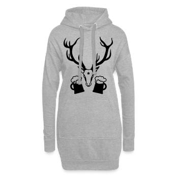 Hirsch Geweih Bier Drinking Team 1c - Hoodie-Kleid - Grau meliert - Vorne