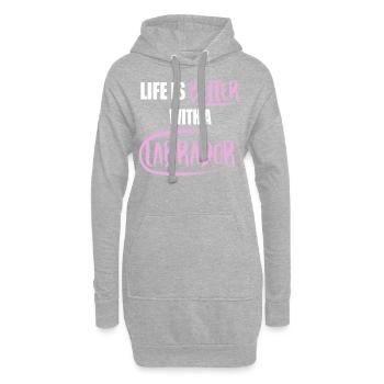 Bavardage chien Labrador - Sweat-shirt à capuche long Femme - gris chiné - Devant