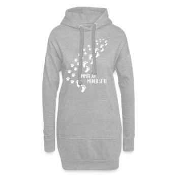 Immer an meiner Seite Pfote Fußabdruck Hund - Hoodie-Kleid - Grau meliert - Vorne
