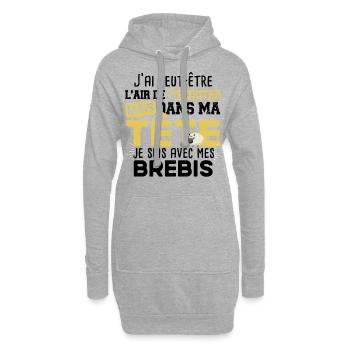 Brebis Mouton Agneau Laine Humour Ferme Agricole - Sweat-shirt à capuche long Femme - gris chiné - Devant