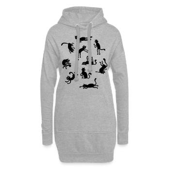 Une bande de chats - Sweat-shirt à capuche long Femme - gris chiné - Devant