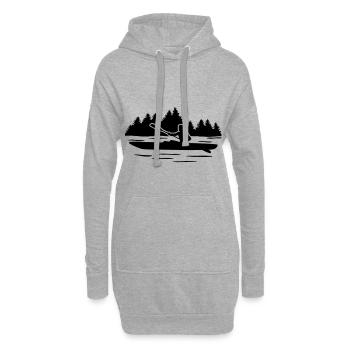 Kajak, Kanu in Natur - Hoodie-Kleid - Grau meliert - Vorne