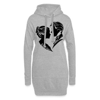 Silhouette de mariage de couple marié - Sweat-shirt à capuche long Femme - gris chiné - Devant