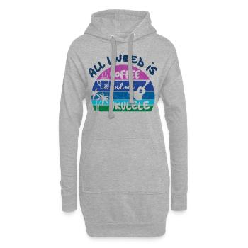 All I need is coffee and my Ukulele - retro sunset - Hoodie-Kleid - Grau meliert - Vorne