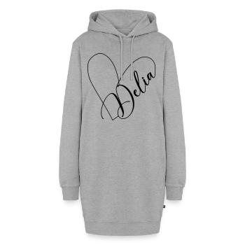 Delia Name Herzlinie - Hoodie-Kleid - Grau meliert - Vorne
