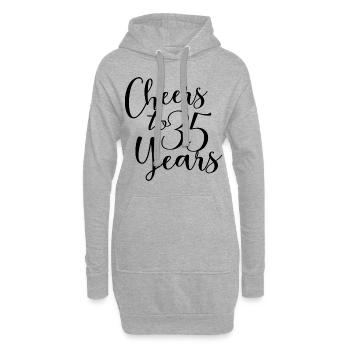 35e anniversaire Hommes Femmes Anniversaire 35 ans - Sweat-shirt à capuche long Femme - gris chiné - Devant