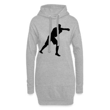 Boxeur boxeur sur le ring de boxe - Sweat-shirt à capuche long Femme - gris chiné - Devant