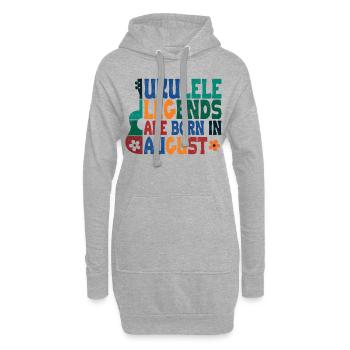 Ukulele Legends are born in August - Hoodie-Kleid - Grau meliert - Vorne