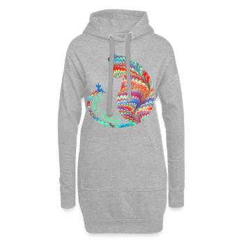 Chat avec fée E 72 - Sweat-shirt à capuche long Femme - gris chiné - Devant