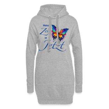 Schmetterling "Meine Zeit ist JETZT" - Achtsamkeit - Hoodie-Kleid - Grau meliert - Vorne