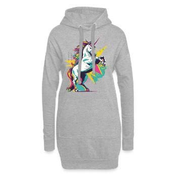 Licorne Coloré Pop Art Magie Fantasy Conte de fées Magie - Sweat-shirt à capuche long Femme - gris chiné - Devant