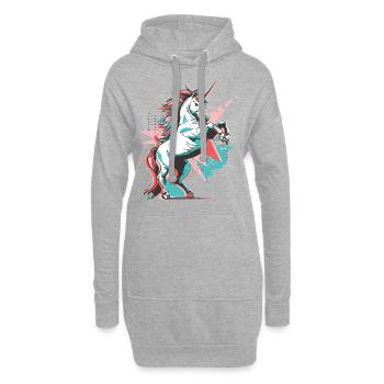 Licorne Pop Art Coloré Magie Fantaisie Conte de fées Magie - Sweat-shirt à capuche long Femme - gris chiné - Devant