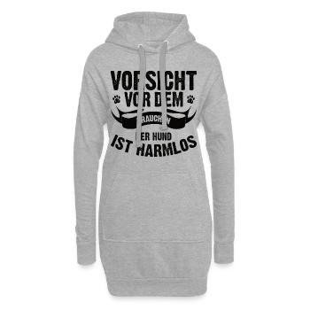 Vorsicht vor dem Frauchen der Hund ist harmlos - Hoodie-Kleid - Grau meliert - Vorne