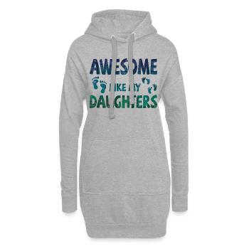 Génial comme mes 2 filles avec des empreintes de pas - Sweat-shirt à capuche long Femme - gris chiné - Devant