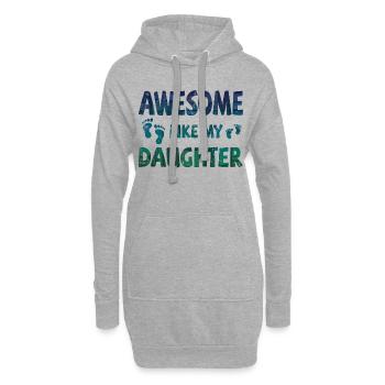 Génial comme ma fille avec des empreintes de pas - Sweat-shirt à capuche long Femme - gris chiné - Devant