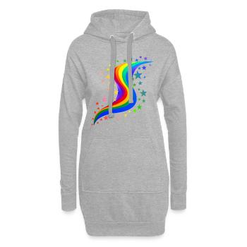 Arc-en-ciel avec étoiles - Rainbow with stars - Sweat-shirt à capuche long Femme - gris chiné - Devant