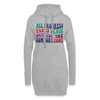 All progress takes place outside the comfort zone - Hoodie-Kleid - Grau meliert - Vorne