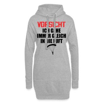 Paragliding Vorsicht gehe immer gleich in die Luft - Hoodie-Kleid - Grau meliert - Vorne