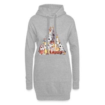 MERRY WOOFMAS Weihnachten Hundehaufen I Hunde - Hoodie-Kleid - Grau meliert - Vorne