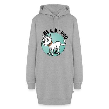 Ich und mein Hund. Fröhliche Zeichnung eines Hundes - Hoodie-Kleid - Grau meliert - Vorne
