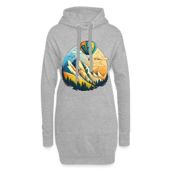Montgolfière au-dessus des montagnes - Sweat-shirt à capuche long Femme - gris chiné - Devant