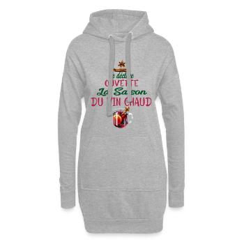 je declare ouverte la saison du vin chaud - Sweat-shirt à capuche long Femme - gris chiné - Devant