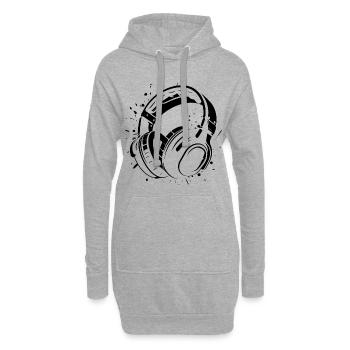 Casque - Sweat-shirt à capuche long Femme - gris chiné - Devant