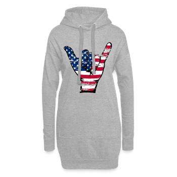 Symbole de surf de drapeau des États-Unis utilisé - Sweat-shirt à capuche long Femme - gris chiné - Devant