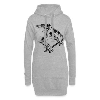 Cartoon Skateboarder - Hoodie-Kleid - Grau meliert - Vorne