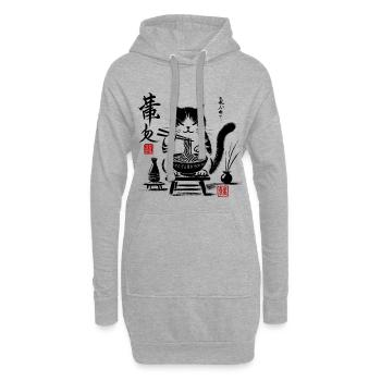 Élégante calligraphie traditionnelle au pinceau à l’encre - Sweat-shirt à capuche long Femme - gris chiné - Devant