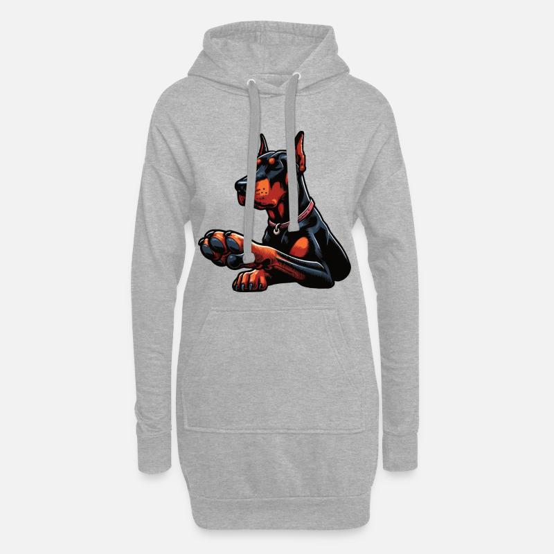 Dobermann Dobermannbesitzer Dobermannliebhaber - Hoodie-Kleid - Grau meliert