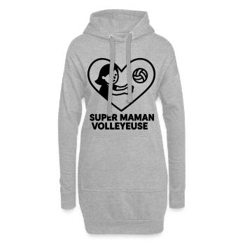Super maman volleyeuse – Cœur volley Volleyball - Sweat-shirt à capuche long Femme - gris chiné - Devant