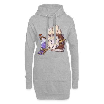 Rollenspiel Tabletop D20 Würfel Geschenk Zauberer  - Hoodie-Kleid - Grau meliert - Vorne