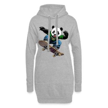 Pandabär Skateboarder - Hoodie-Kleid - Grau meliert - Vorne