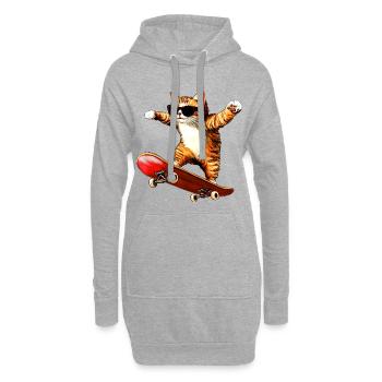 Skateboard pour chat - Sweat-shirt à capuche long Femme - gris chiné - Devant
