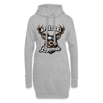 Après Ski Legende Pistenhirsch Geschenk - Hoodie-Kleid - Grau meliert - Vorne