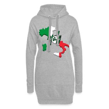 Karte mit Italien-Flagge, ich liebe Italien - Hoodie-Kleid - Grau meliert - Vorne