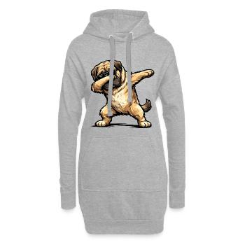 Dabbing Mastiff - Hoodie-Kleid - Grau meliert - Vorne
