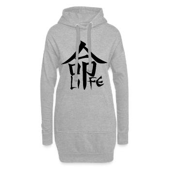kanji japonais noir pour le mot vie - Sweat-shirt à capuche long Femme - gris chiné - Devant