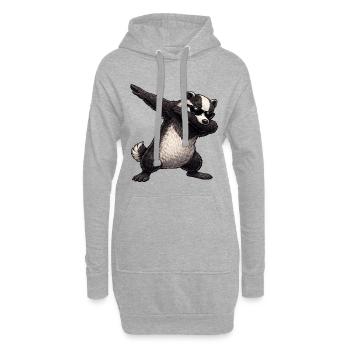 Blaireau à tampons - Sweat-shirt à capuche long Femme - gris chiné - Devant
