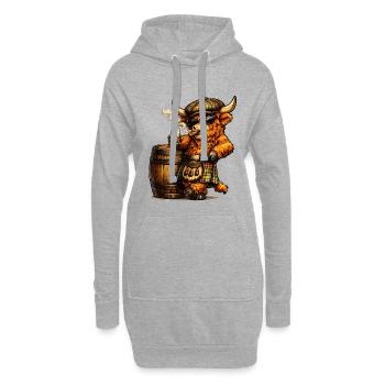 Bétail des Highlands avec un tonneau de whisky et un cigare - Sweat-shirt à capuche long Femme - gris chiné - Devant